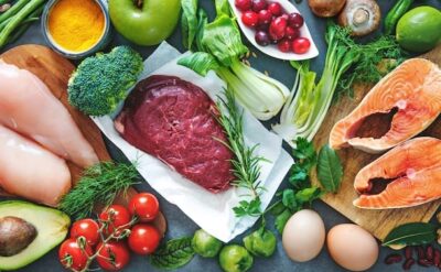Balanced diet food background